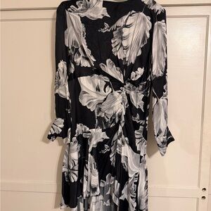 H&M Monochrome Floral Long Sleeve Dress